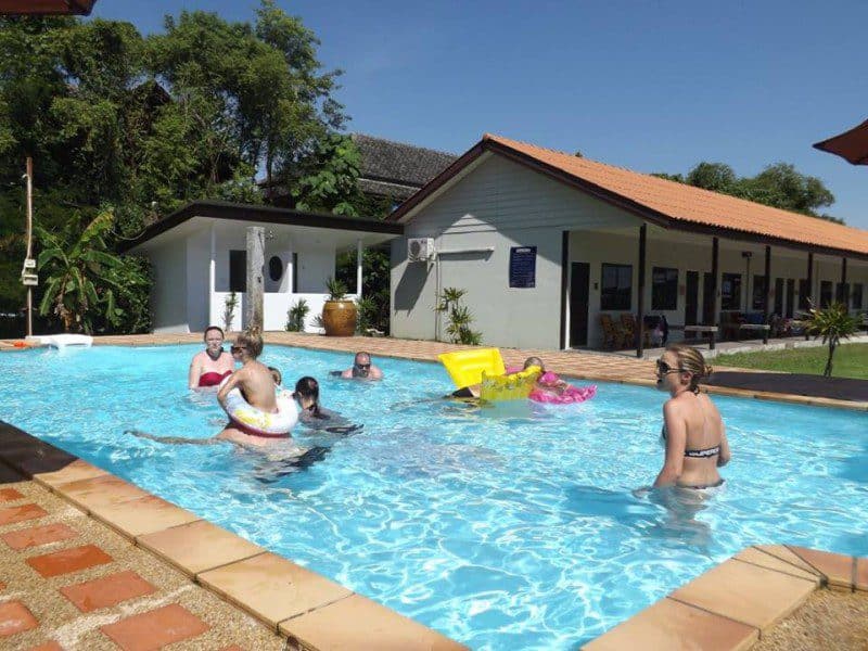 Relaxing in the swimming pool