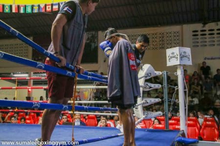 Entering the ring at Patong Boxing Stadium