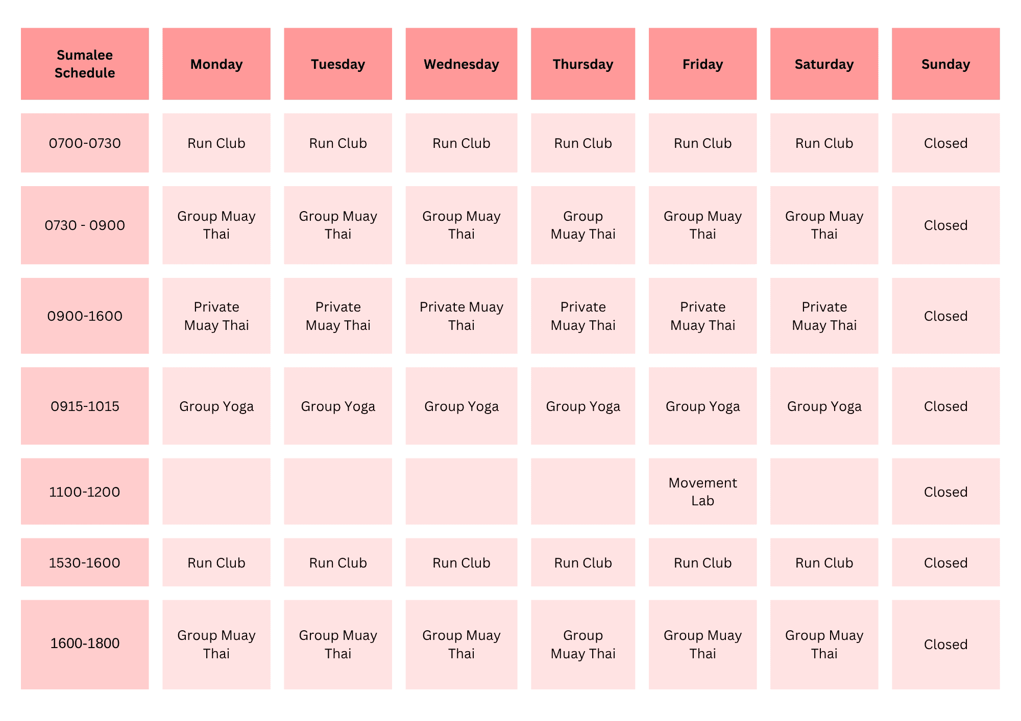 Class Schedule & Prices